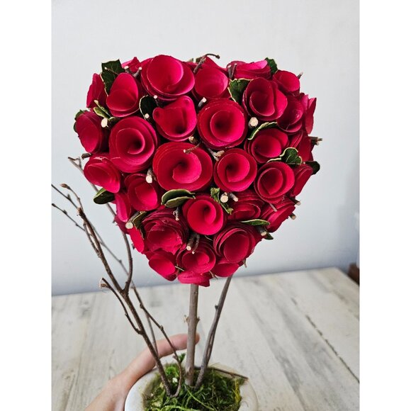 Pier 1 curl wood Bark heart face Valentine statue figurine unique Bush - Picture 7 of 9